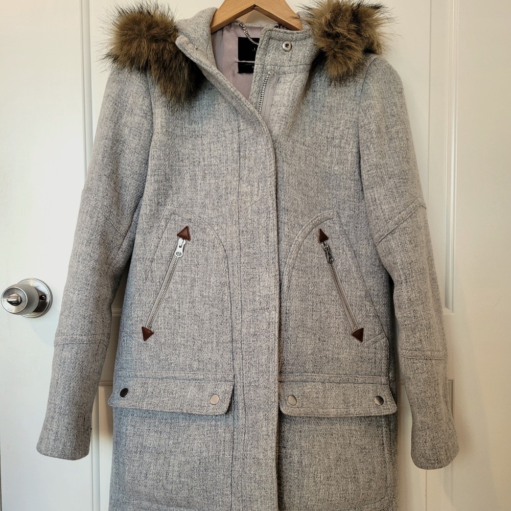 New! J. Crew Chateau Parka in Stadium Cloth Wool Heather Dusk Size 0
